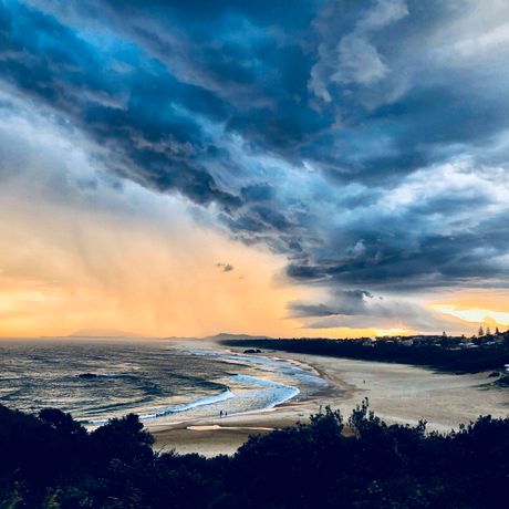 CROSSWIND cover art — storm light over a coastline, Rhiannon Stone on Pexels