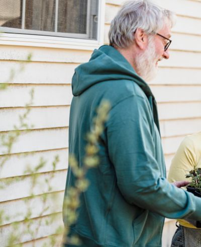 Tending the garden at home
