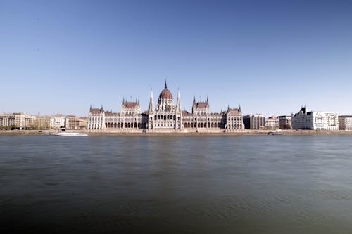 Free River in Front of the Hungarian Parliament Building Stock Photo