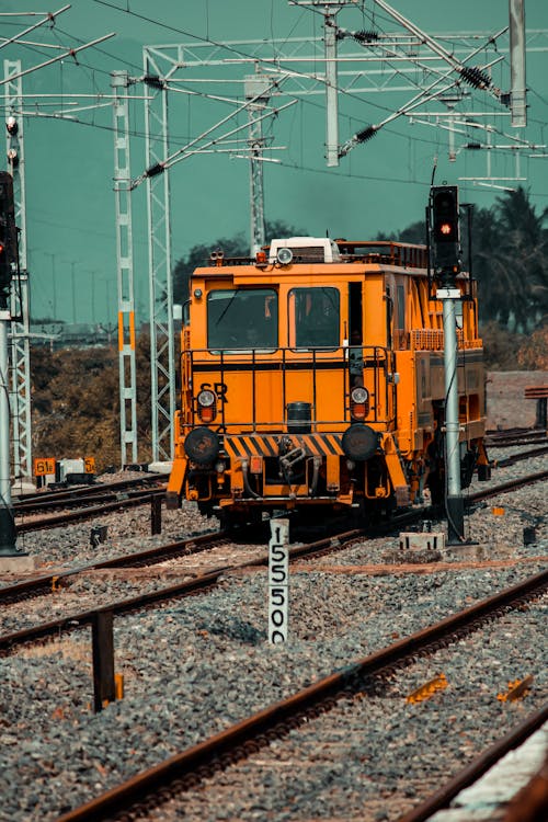 Yellow Train on the Railway