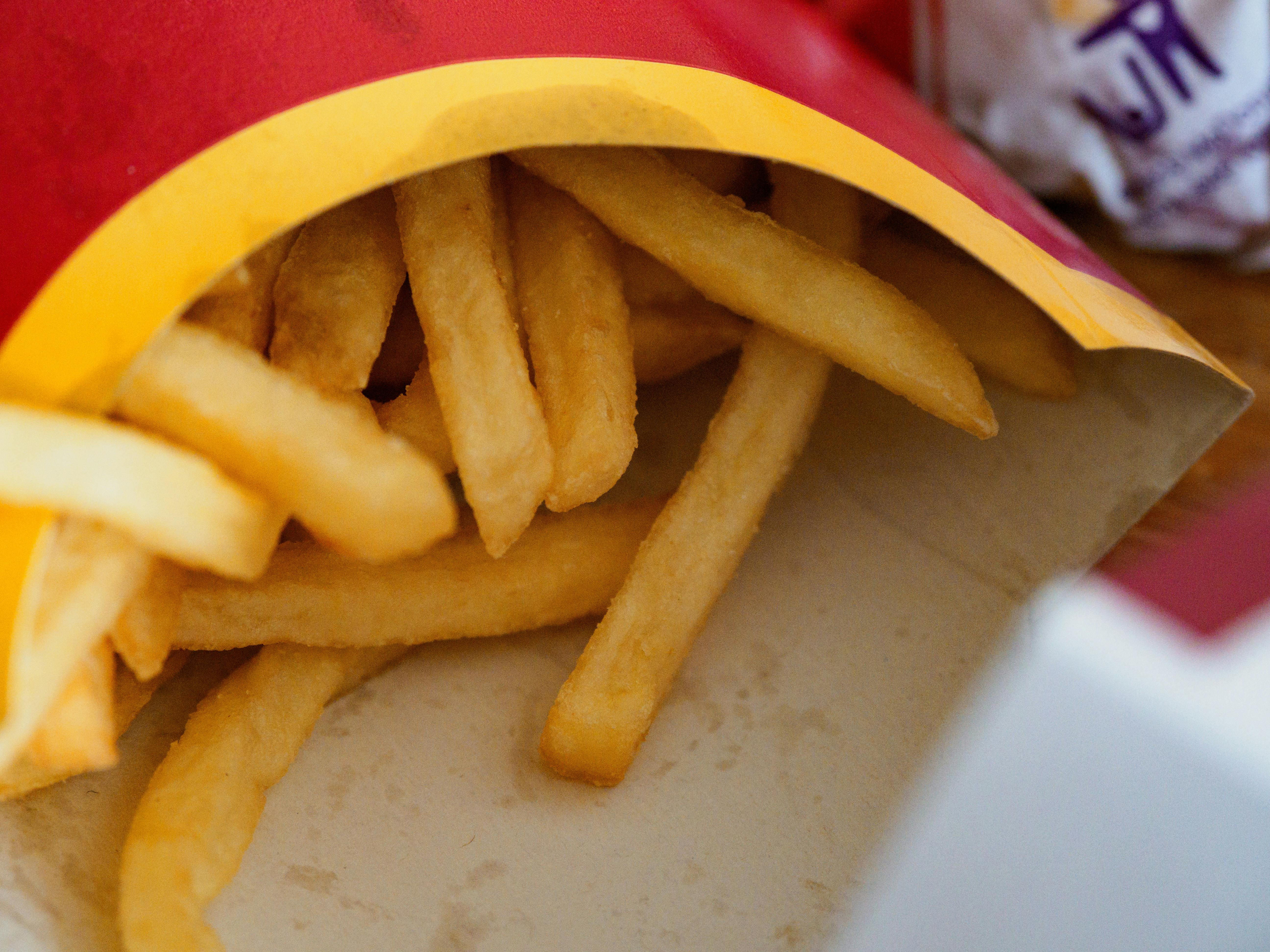 close up photograph of french fries