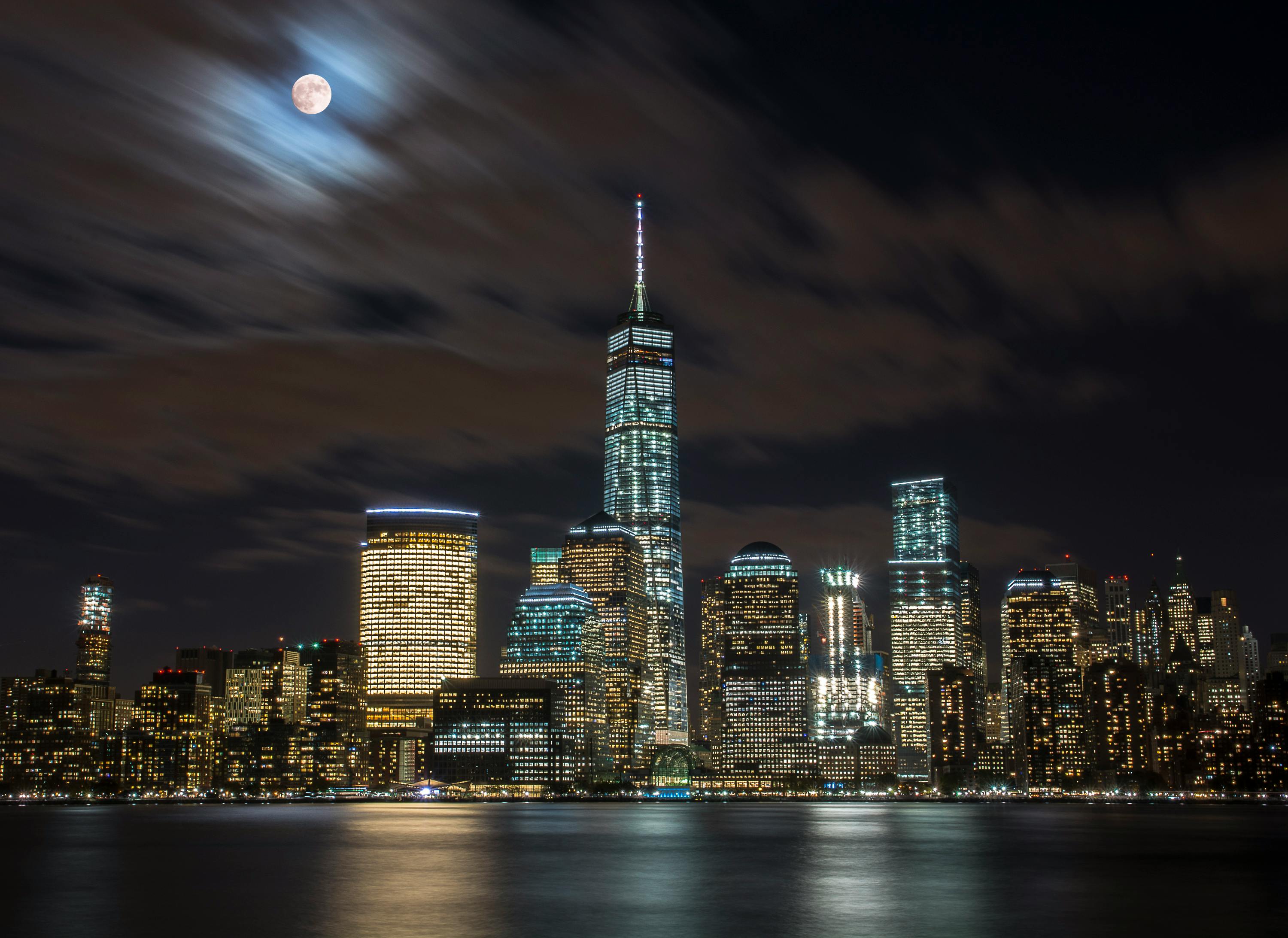 Images New York City USA Moon Cove night time Houses 1080x1920