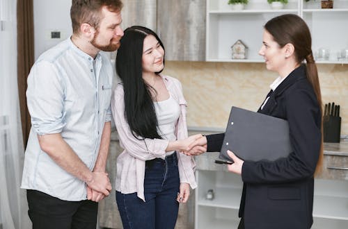 Woman Talking to Her Clients