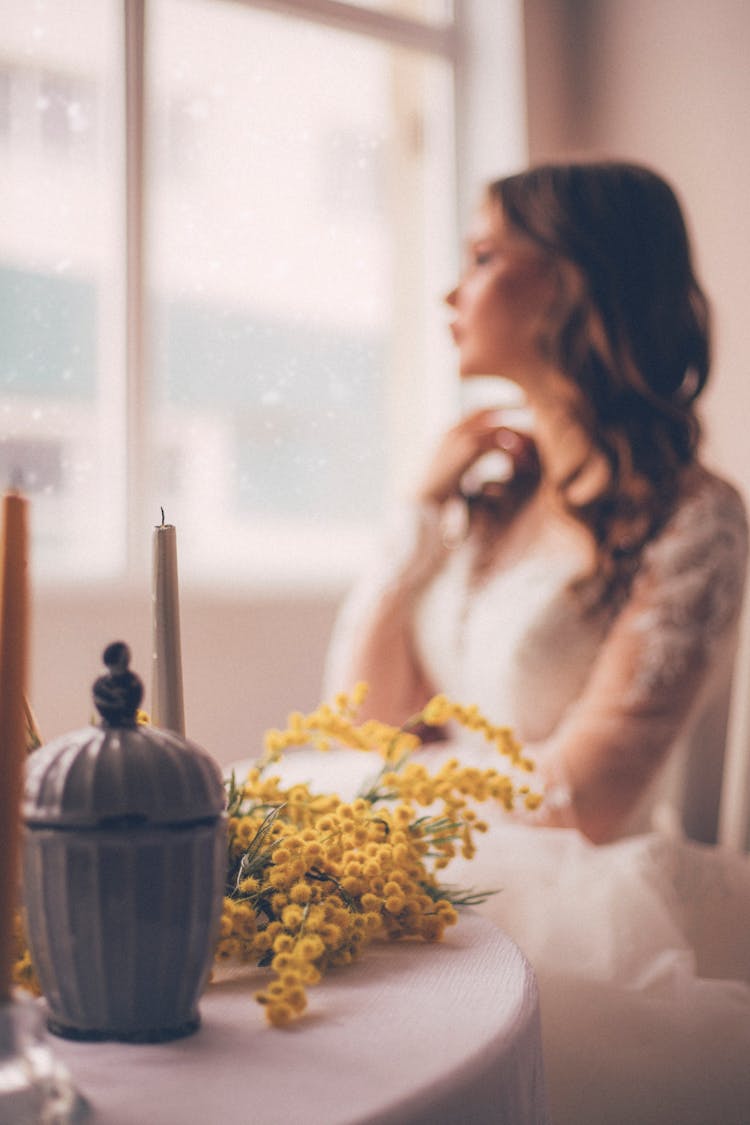 Pensive Woman In Wedding Dress