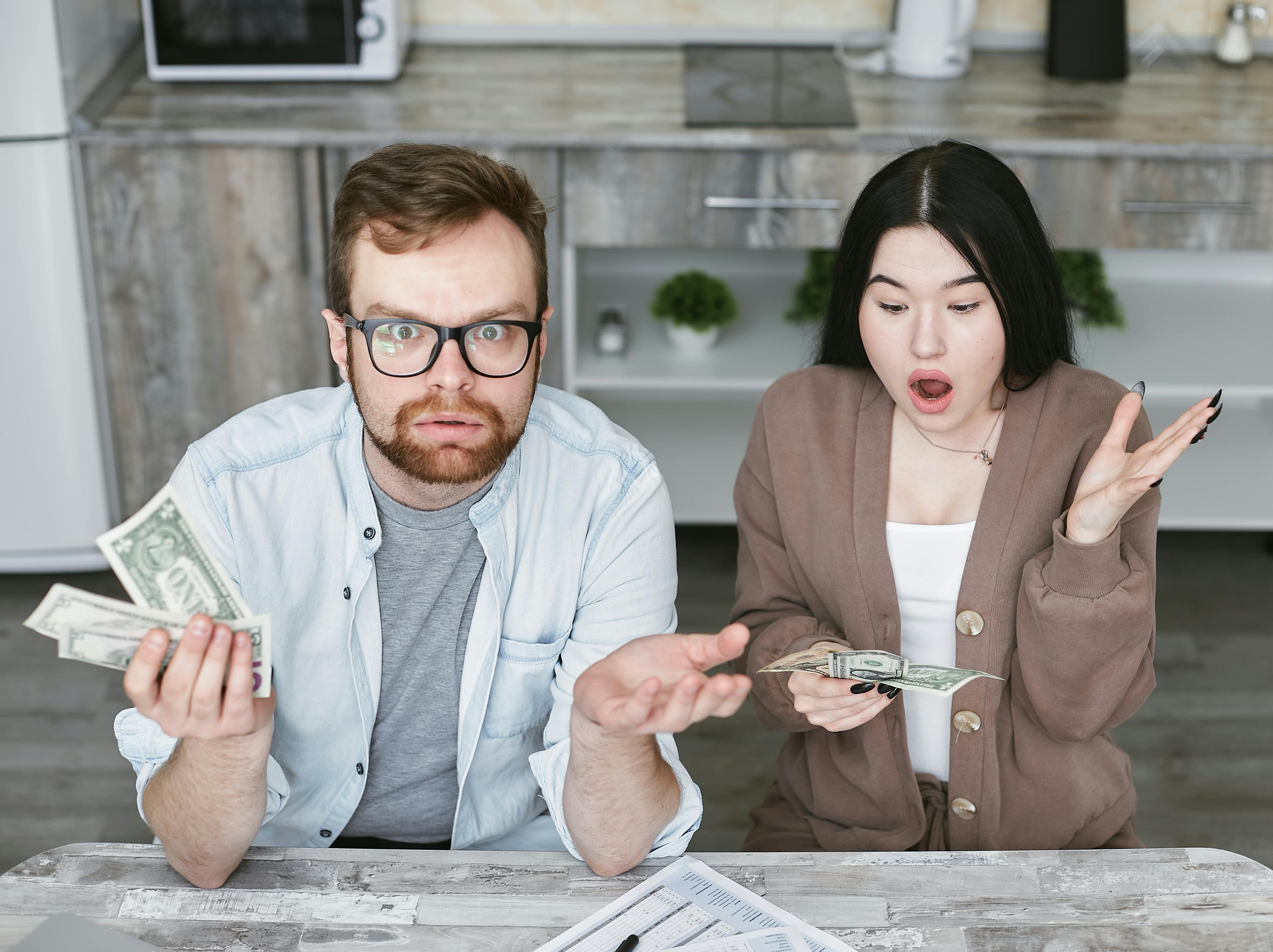 a couple sitting at the table