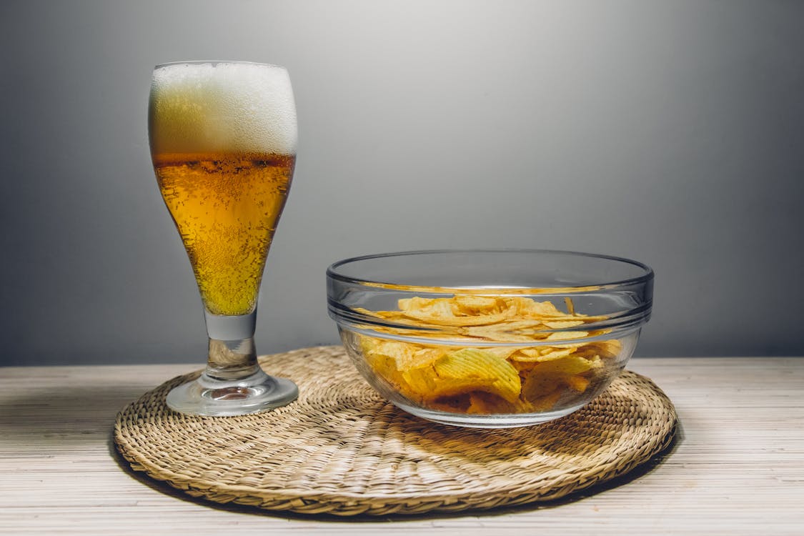Clear Glass Bowl Filled With Chips