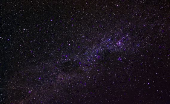 Stunning view of star-filled night sky showcasing a vibrant nebula and galaxy clusters.