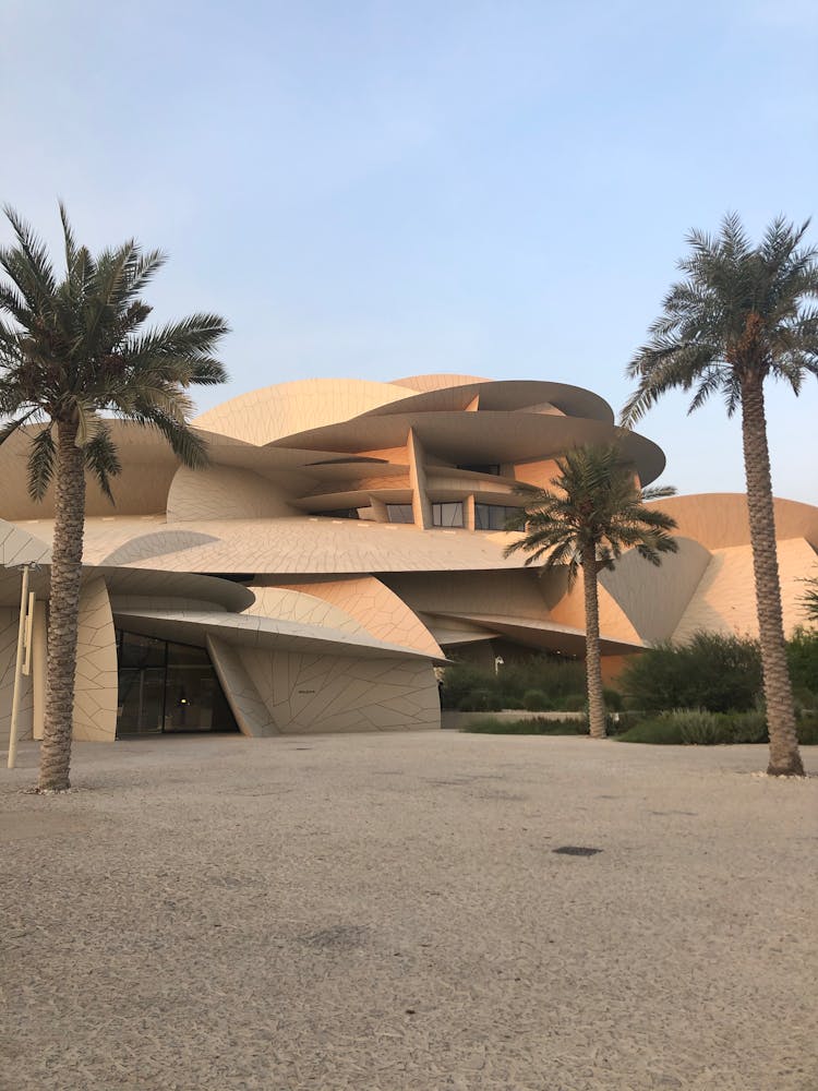 White Concrete Building Near Date Palm Trees