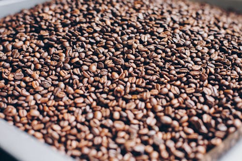 Фотография жареных кофейных зерен крупным планом