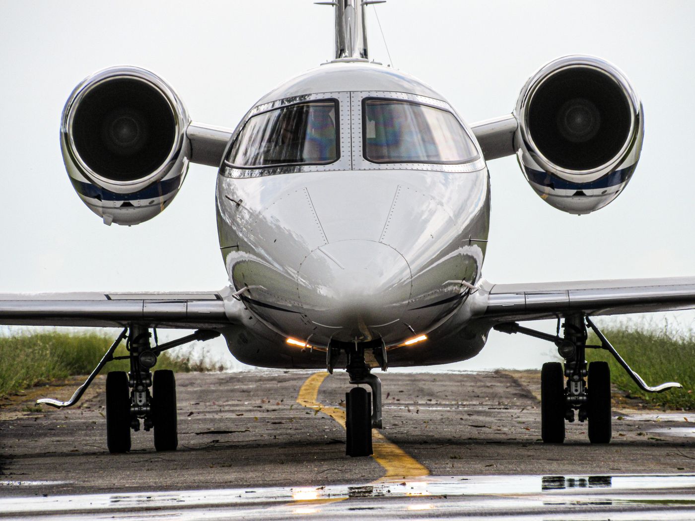 Light business jet on an executive apron