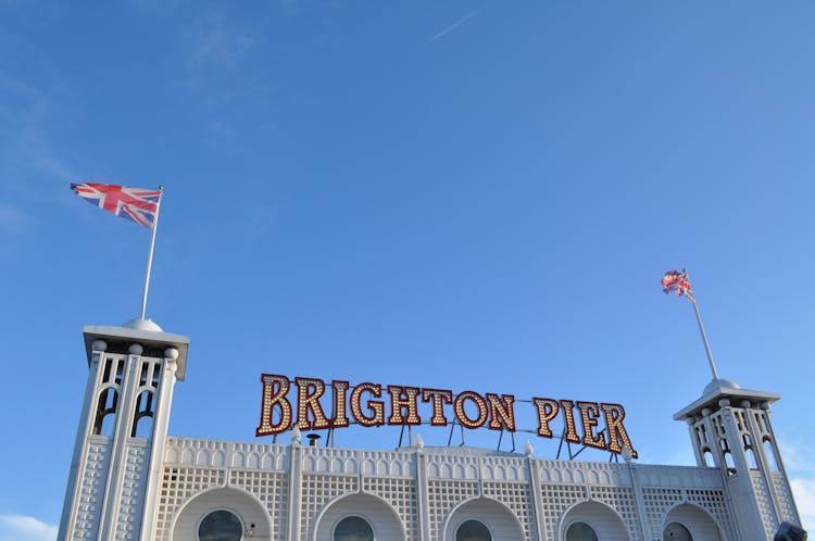 Red And White Signage Under Blue Sky