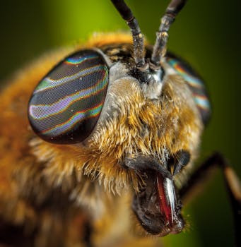 Stunning close-up of a horse fly showcasing vibrant compound eyes and intricate details.