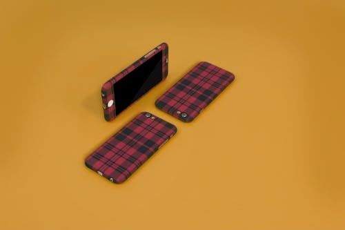 Three Black and Pink Plaid Cellphone Cases