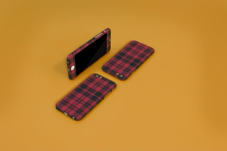 Three Black And Pink Plaid Cellphone Cases