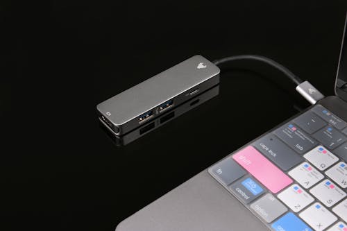 A USB Hub Plugged into a Laptop