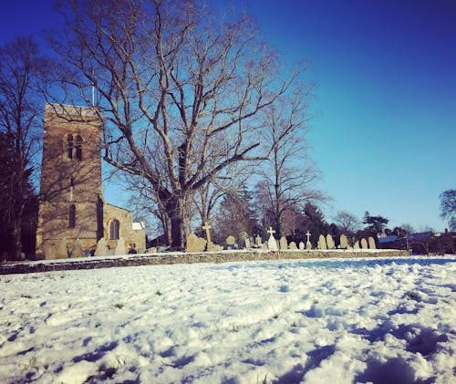 Free stock photo of snowy church