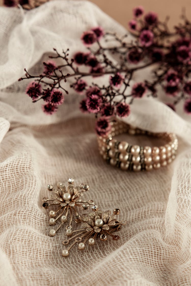 Jewelry In Rustic Background