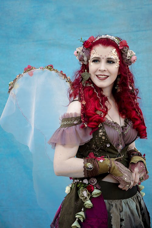 Woman with Red Hair Wearing a Costume