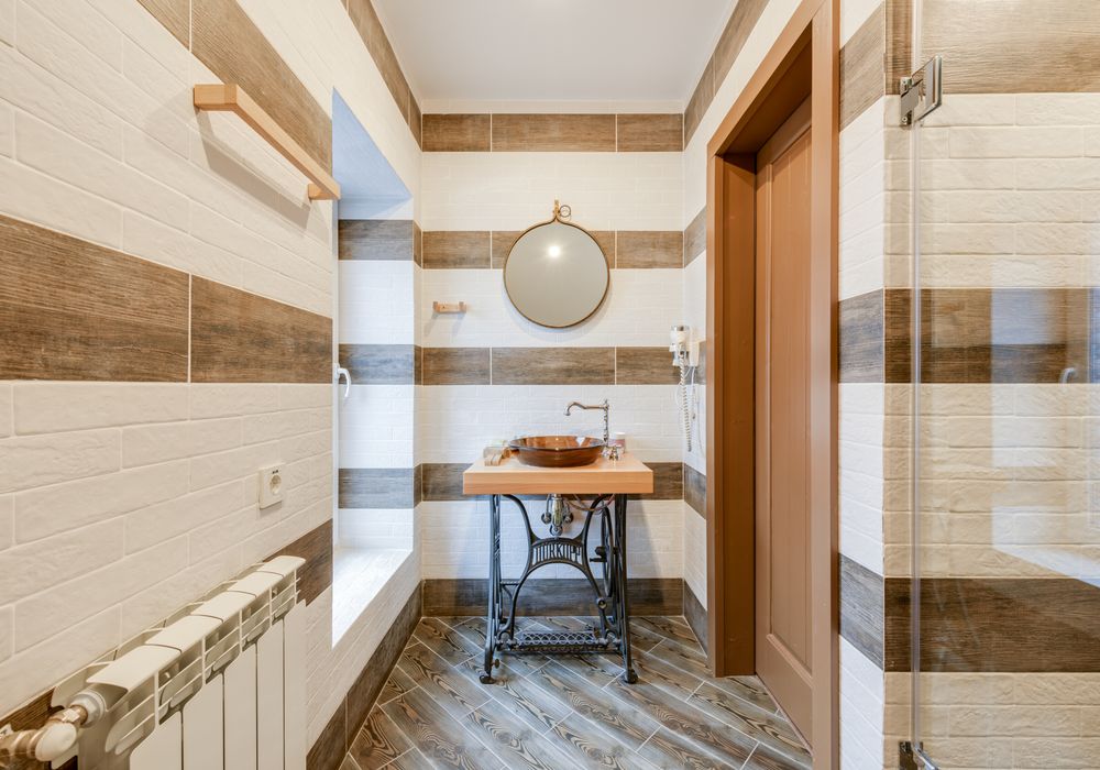 Bathroom flooring installation with large format tile