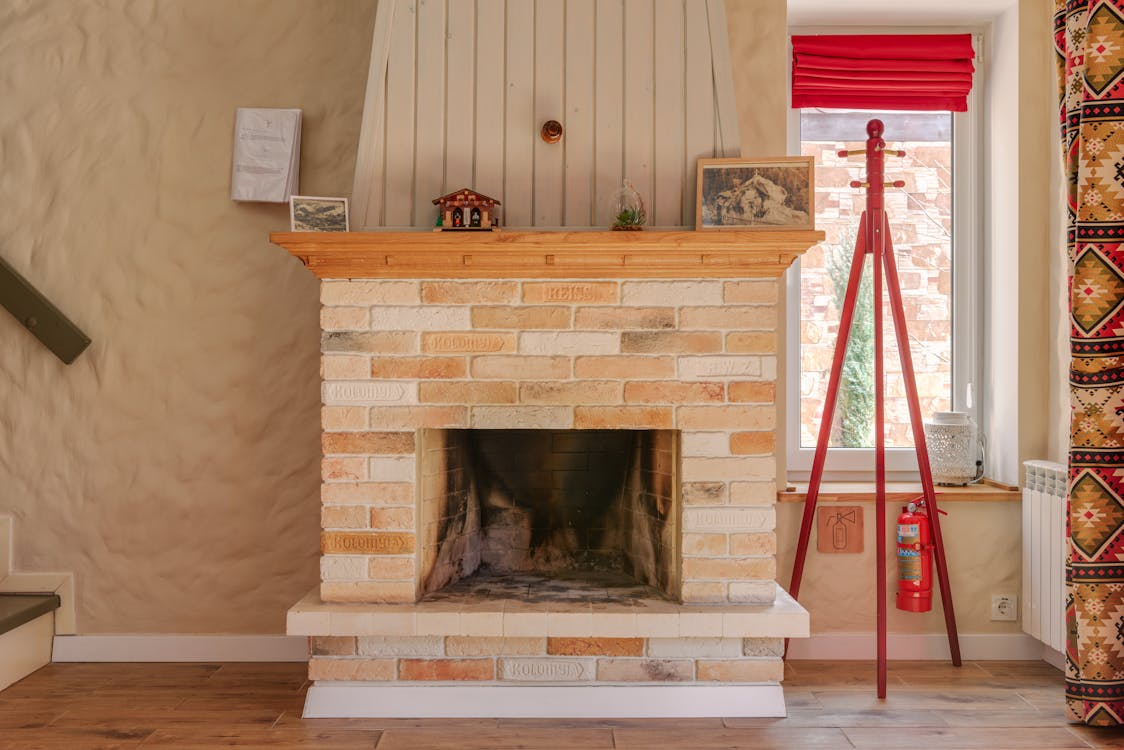 Free Photo of a Brick Fireplace Stock Photo