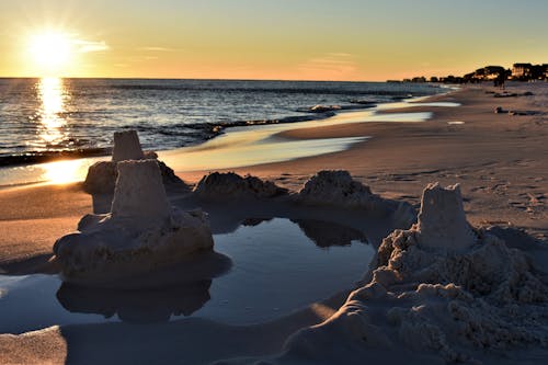 Gratis Sunset Over Beach Foto Stok