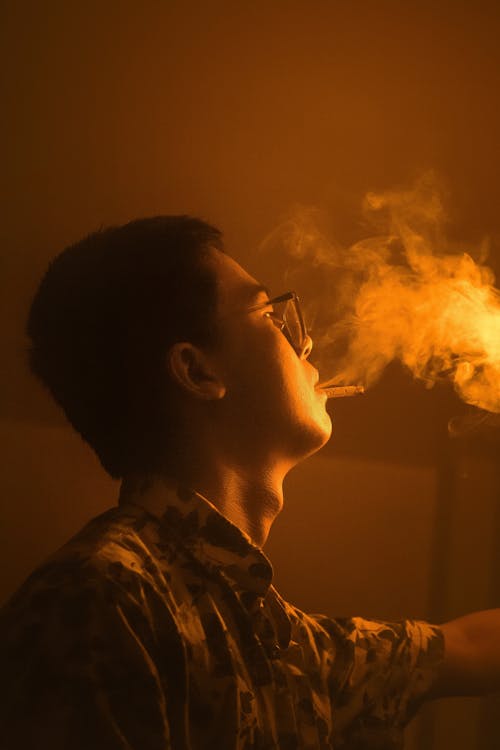 Free Man Smoking Cigarette Stock Photo