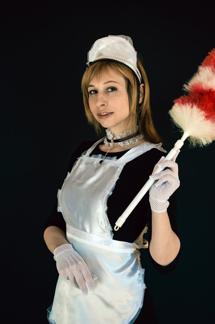 Charming Woman In Housemaid Costume