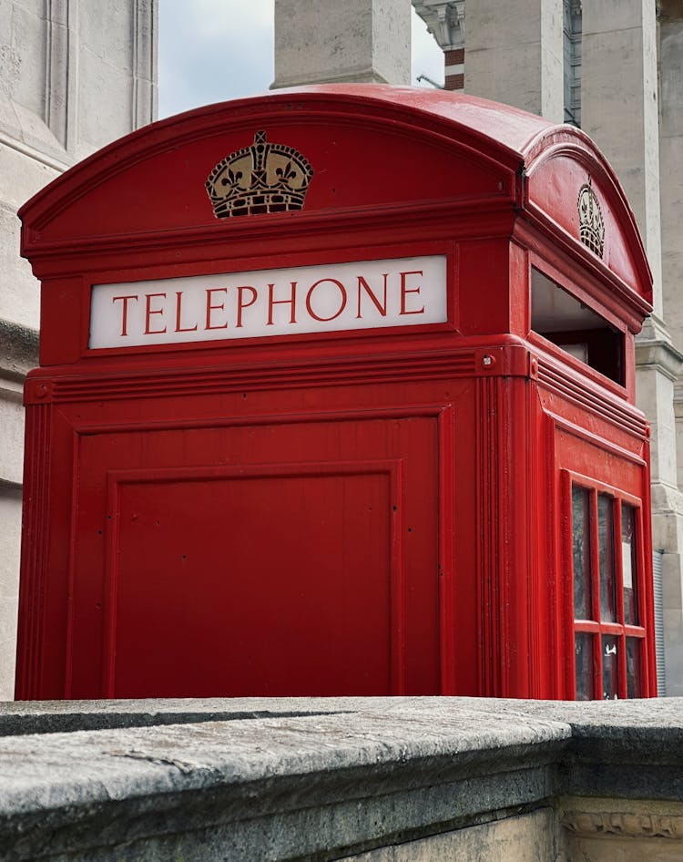 Retro Telephone Box On Street