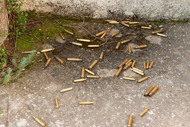 Bullet Shells On Concrete Floor