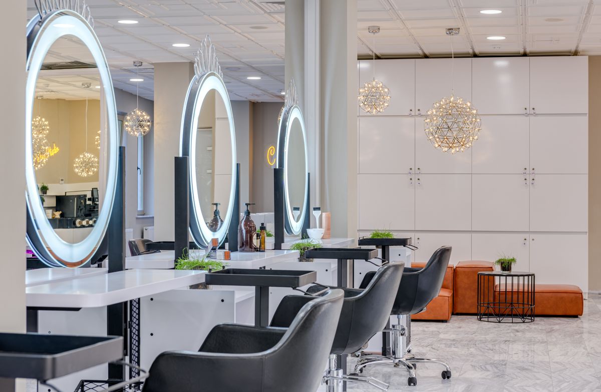 Luxury salon mirrors and workstations