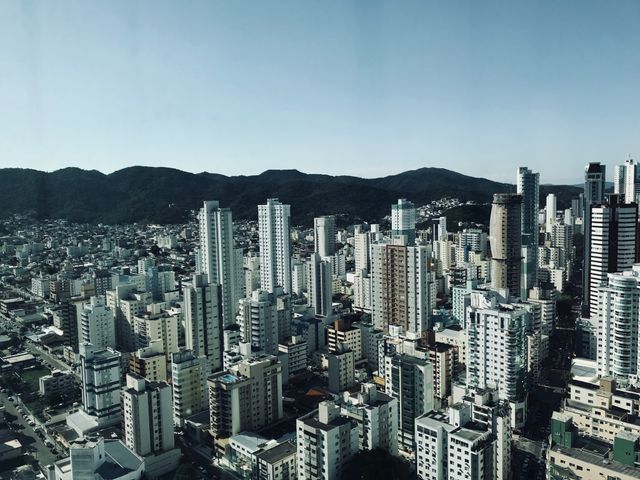 Discover the stunning skyline of Balneário Camboriú from above, highlighting its iconic skyscrapers.