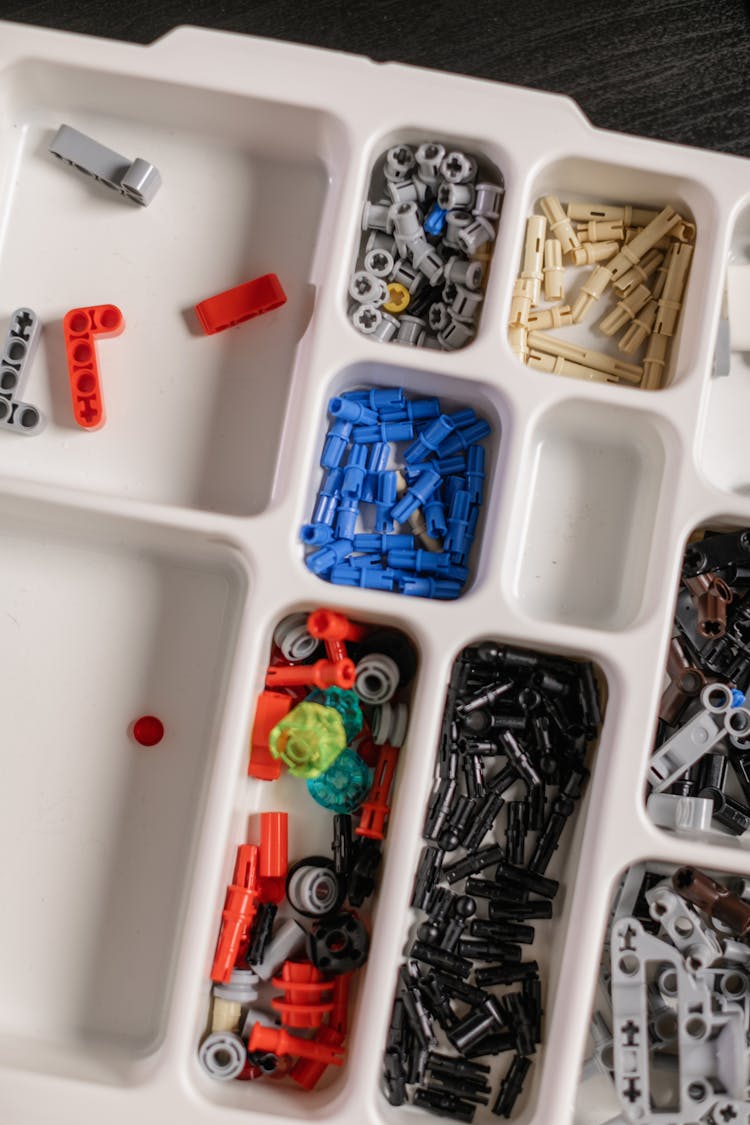 Lego Pieces In Plastic Organizer Tray