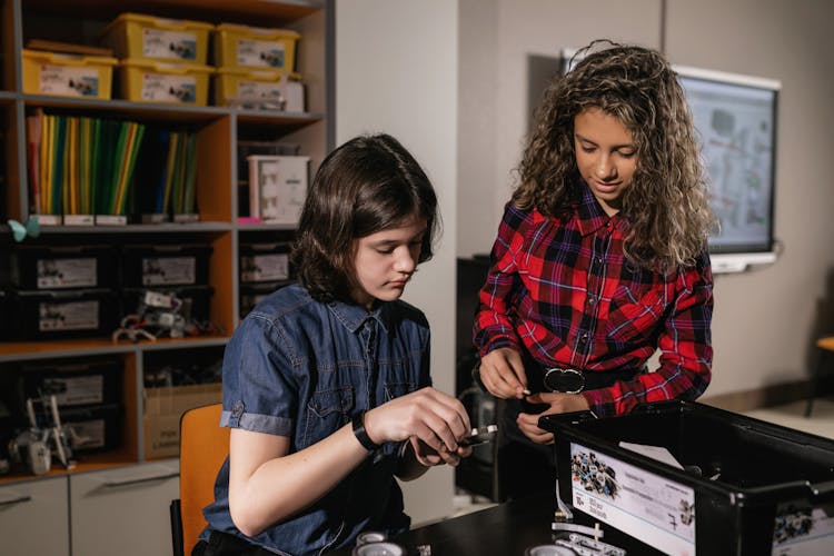 Girl And A Boy Doing A Science Project