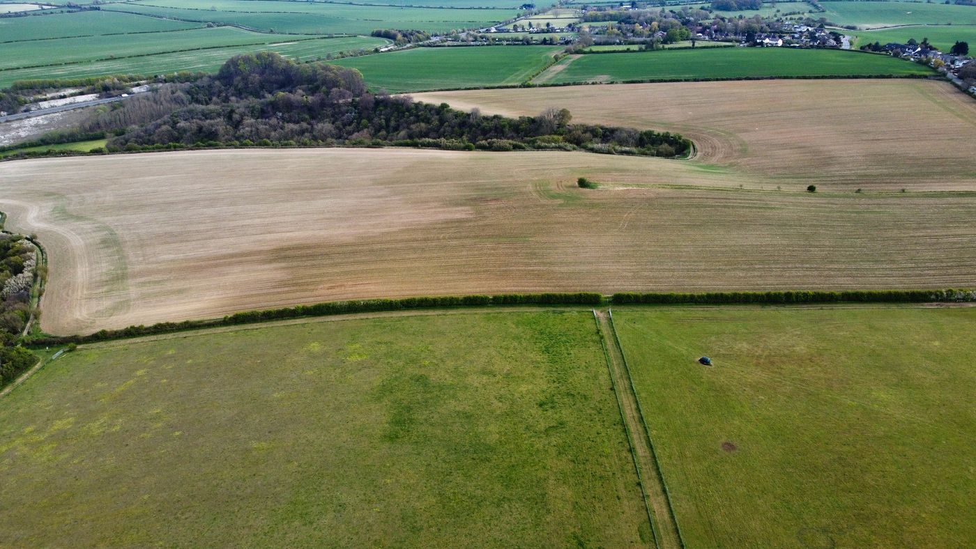 Patterned agricultural fields in the English countryside. Context only; not a VIEWPIECE acquisition or analysis.