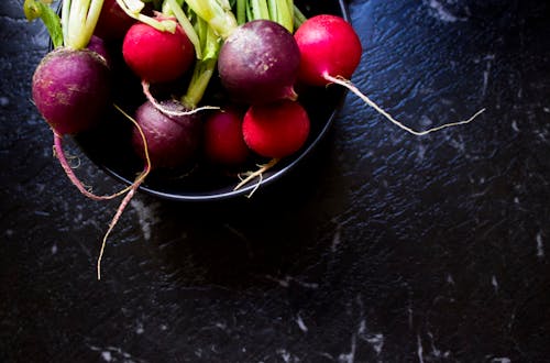 Purple And Red Radish in Bowl 