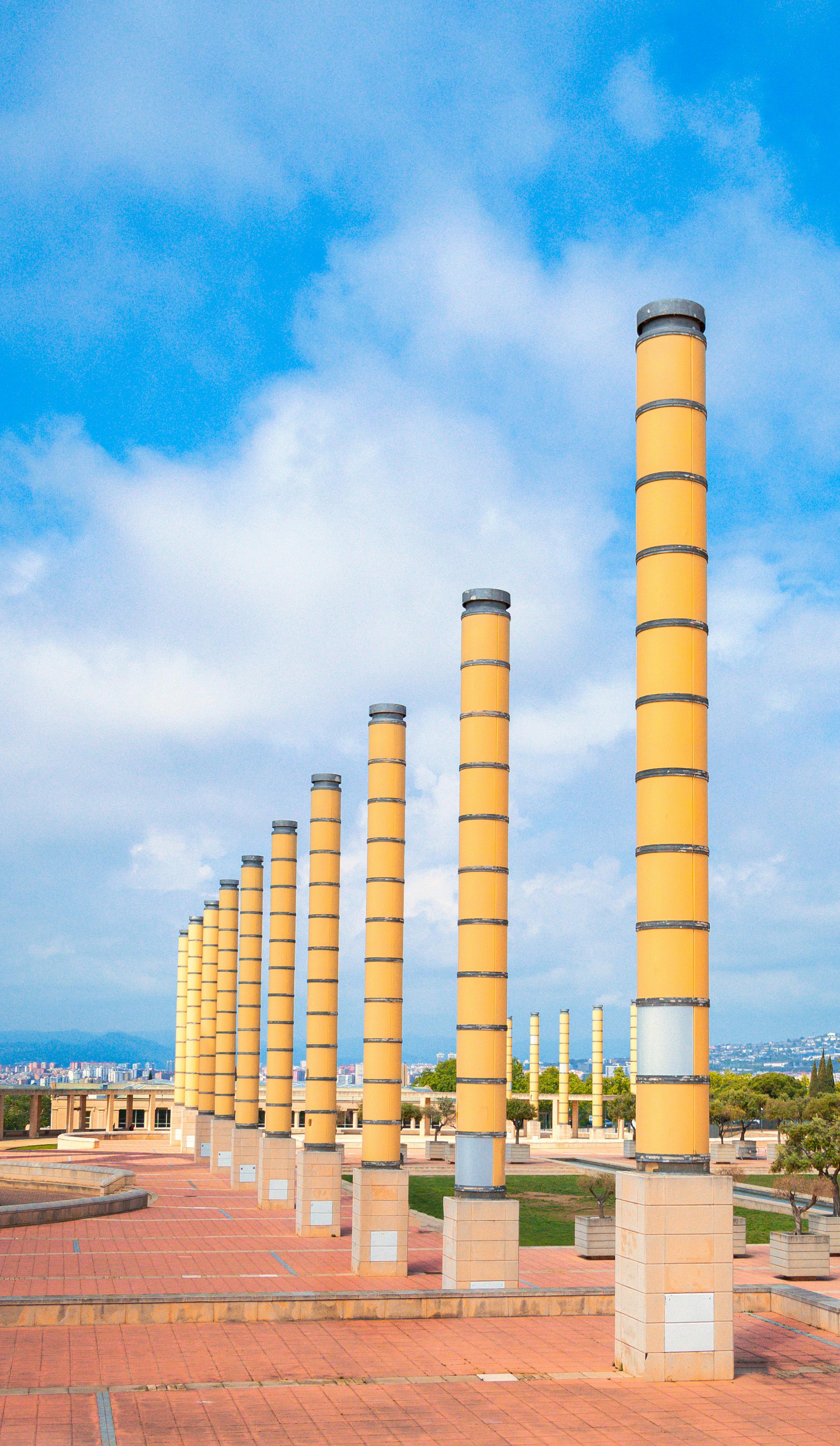 lamp posts under the blue sky