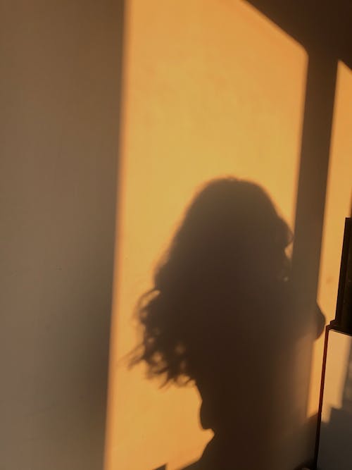 Free A Light Casting a Woman's Shadow on Wall Stock Photo