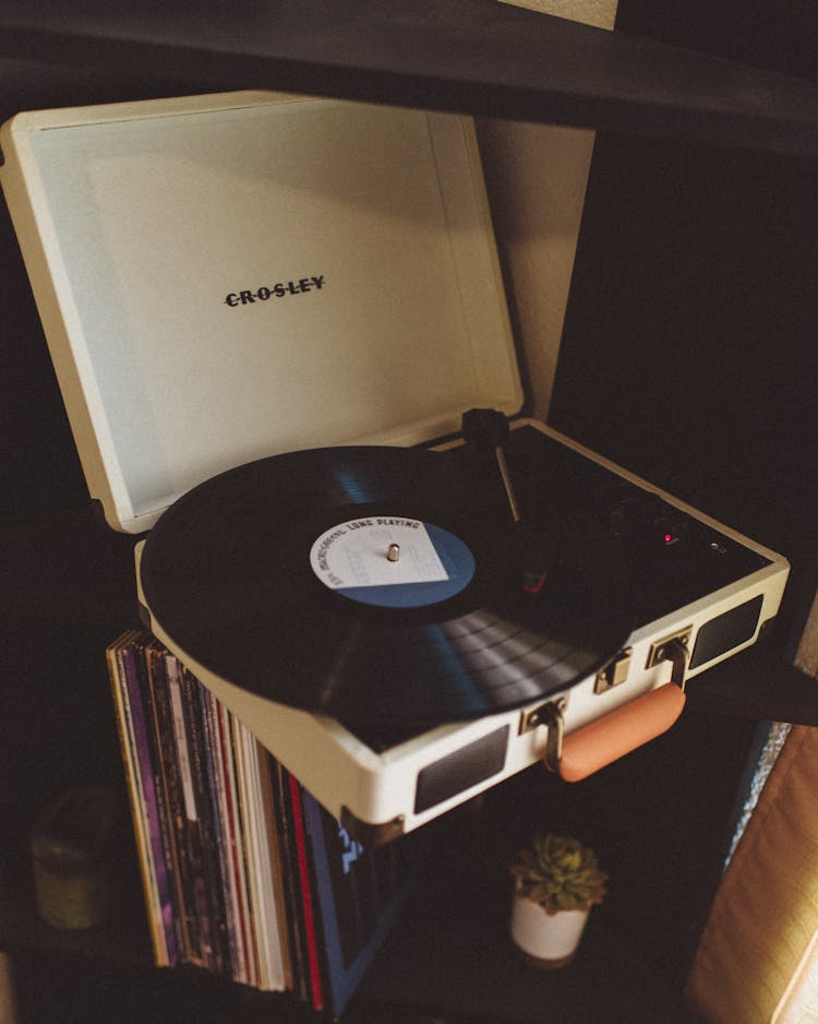 Black Vinyl On A Turntable 