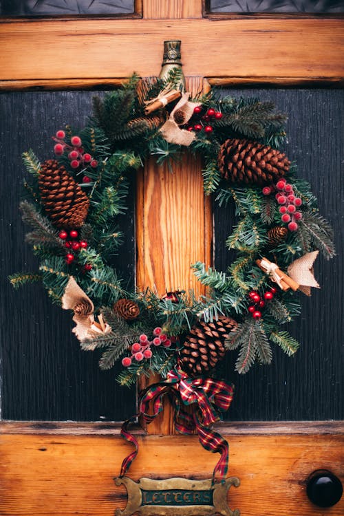 Green and Brown Pine Cone Wreath