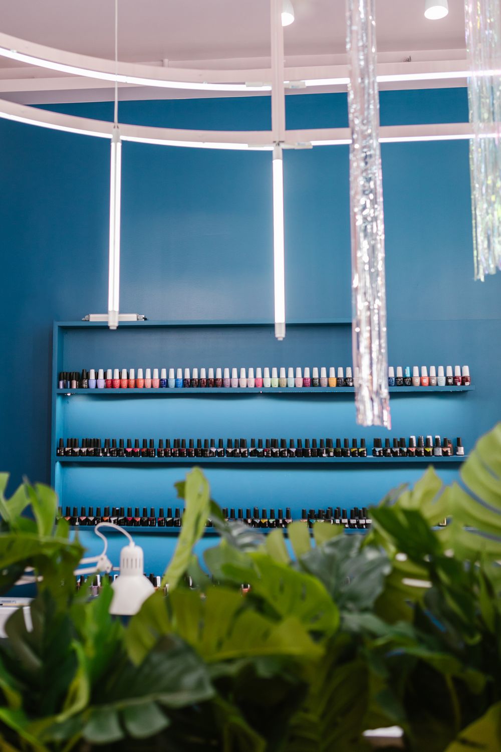 Manicure tools and polished beauty setting