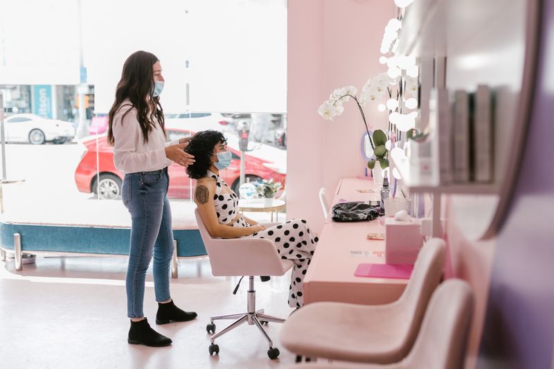 Chairs and mirrors inside a salon