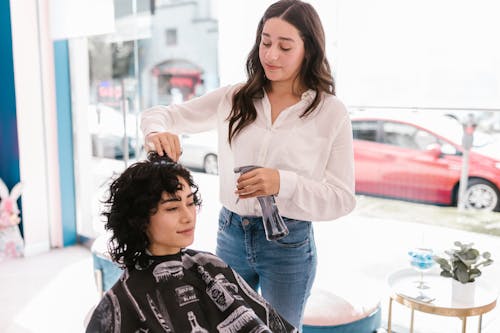 Free Woman Getting a New Haircut Stock Photo