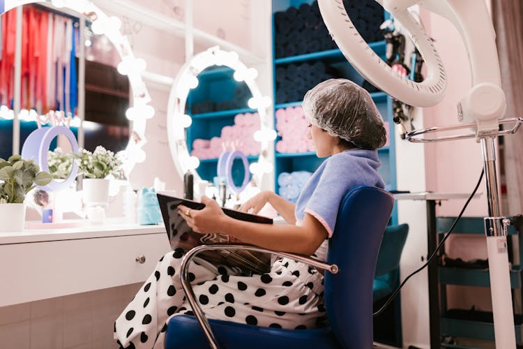 A Woman Getting A Hair Spa