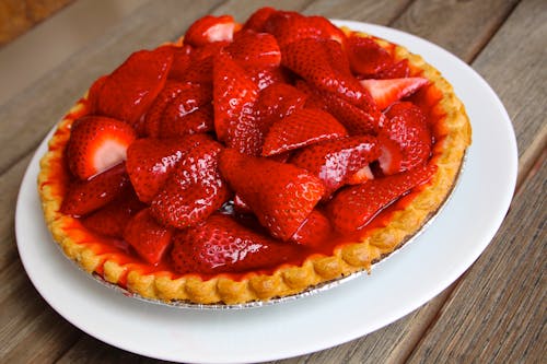 Strawberry Pie On White Plate
