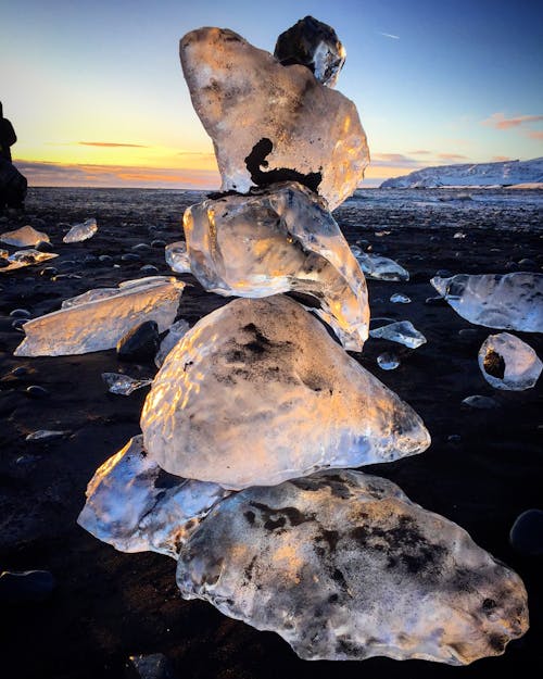 Close Up Photo of Ice Stone on the Ground