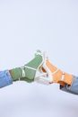 Close-up of People Wearing Socks with Heels