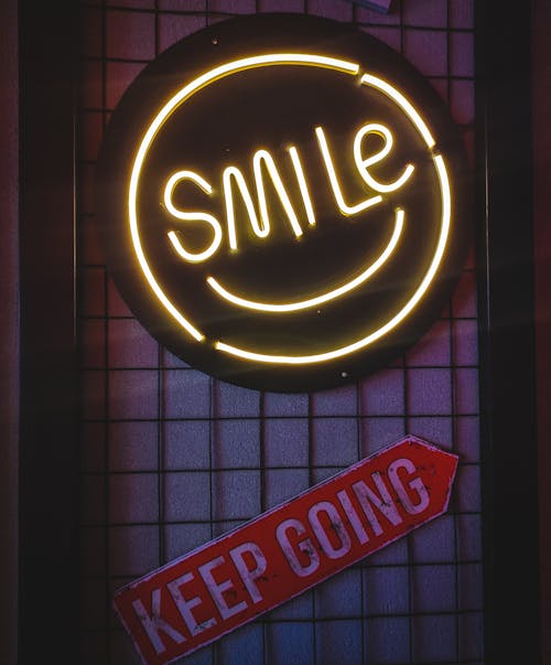 Close-up of a Round Neon Sign