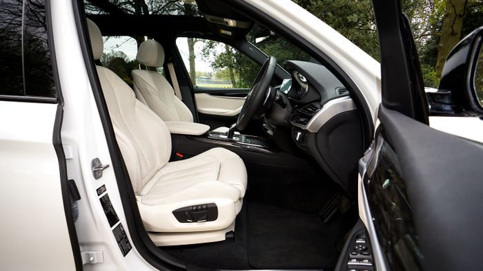 Clean white leather car seats