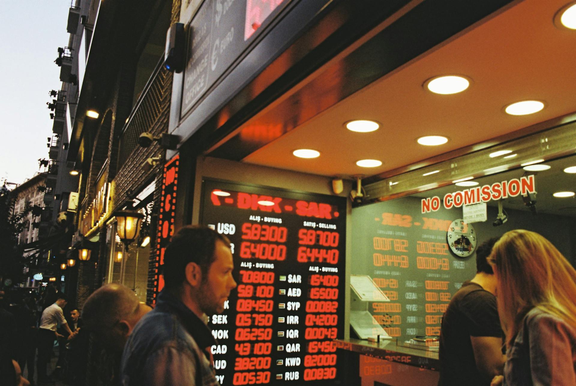 Currency Exchange on City Street