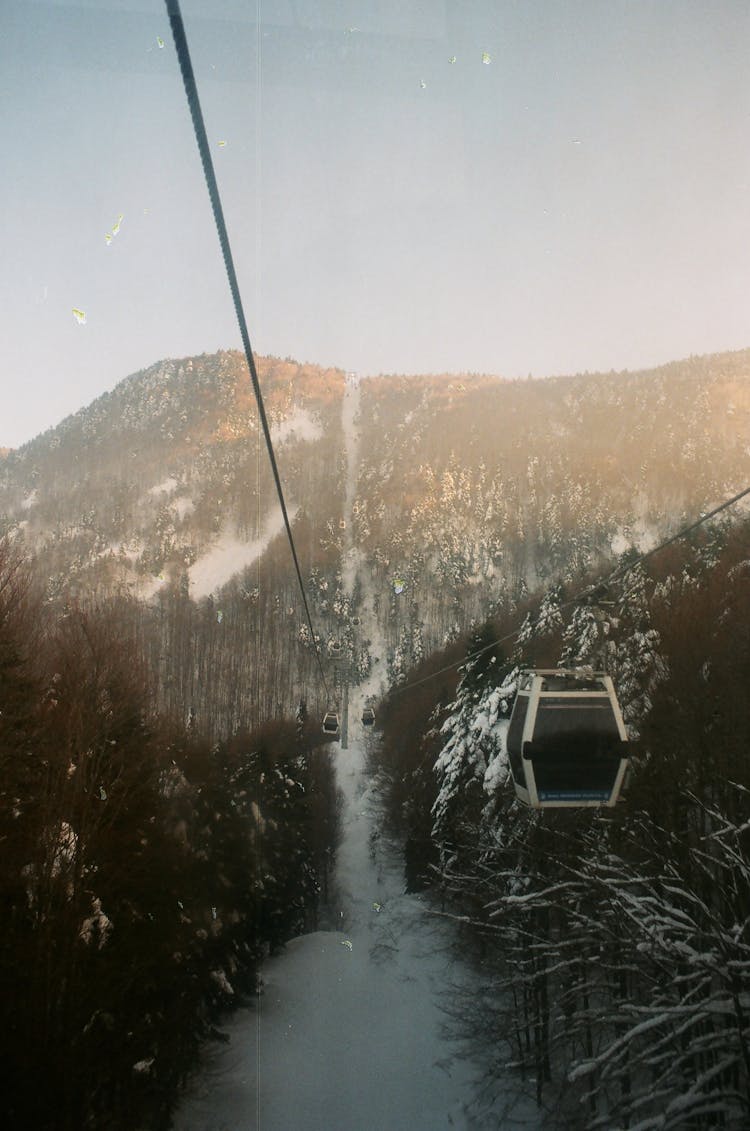 Gondola Lift In Mountains